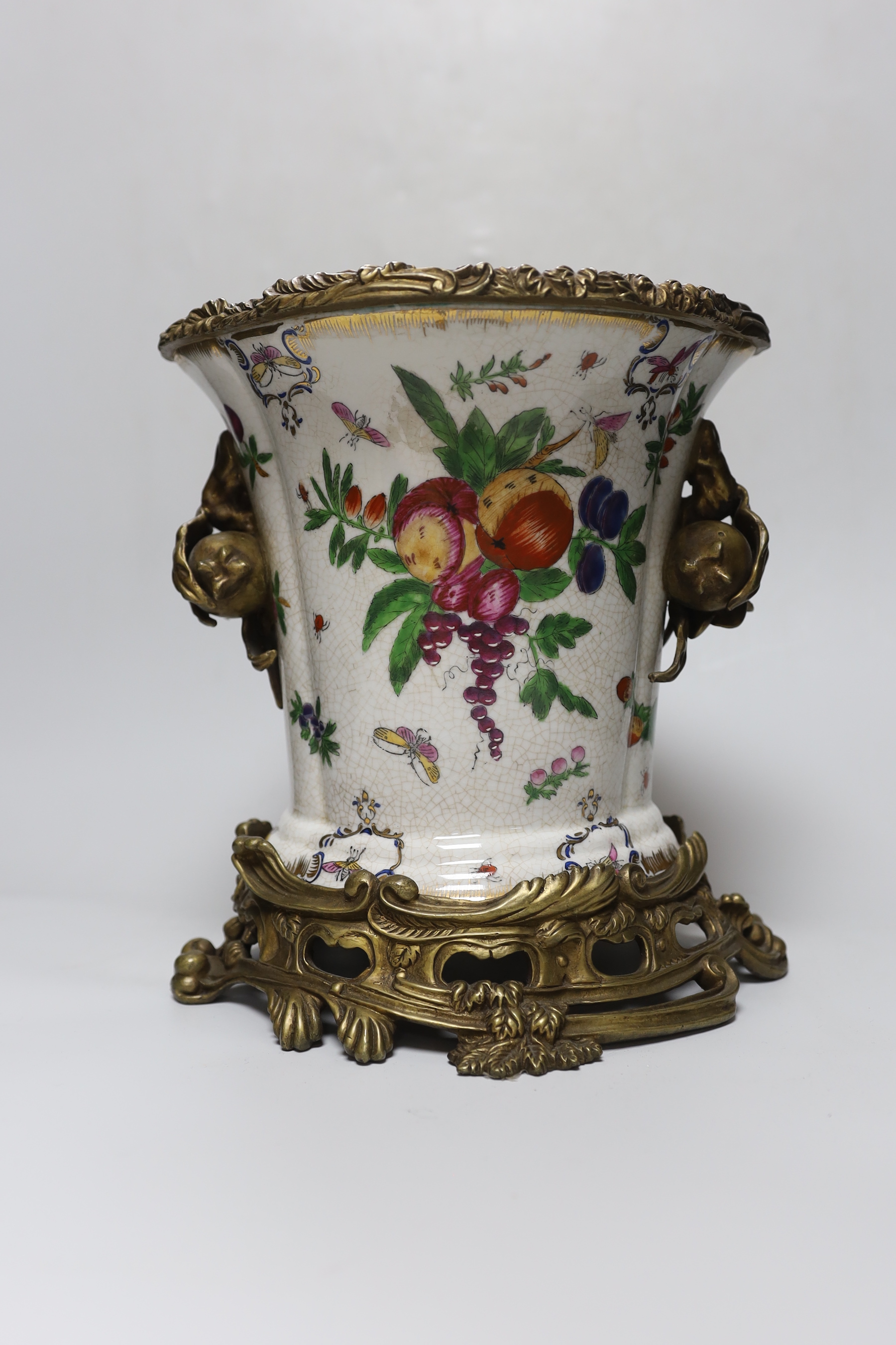 A brass mounted porcelain vase, 27cm - Image 3 of 5