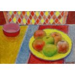Terry Long (Contemporary), oil on board, Fruit on a table top, signed, 21 x 29cm