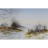 Ken J. Messer (b.1931), watercolour, Winter landscape, signed, 30 x 45cm