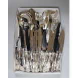 A silver plated cutlery set
