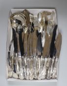 A silver plated cutlery set