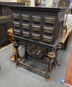 A Portuguese cabinet on stand, width 104cm, depth 54cm, height 149cm