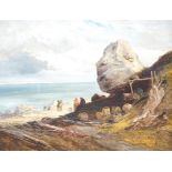 John Holland Snr (1805-1879), oil on canvas, 'Giraffe Rocks, Mayo Point, Guernsey', signed and