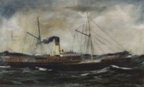 Adrianus Johannes Jansen (1863-1943), oil on canvas, The Goole Steam Shipping Co's. steamship