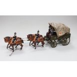 Britain's RAMC lead toy soldiers and carriage model
