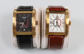 Two gentleman's modern gilt steel Vostok Europe Red Square automatic wrist watches, both with day/