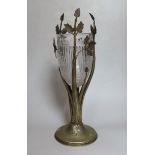 A Victorian glass and brass celery vase, 37cm