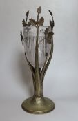 A Victorian glass and brass celery vase, 37cm