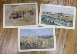 George Denholm Armour (1864-1949), three watercolours, North African scenes: goatherd, camel