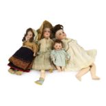 An Armand Marseille bisque doll, German, circa 1912, impressed 390n A. 1½ M, with open mouth and