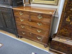 An early Victorian mahogany chest of two short and three long drawers, width 108cm, depth 53cm,