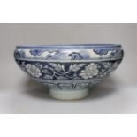 A large Chinese blue and white bowl, 40cm diameter
