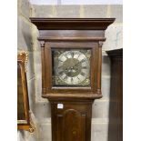 A mid 18th century oak eight day longcase clock, marked John Burton of Norton, height 200cm