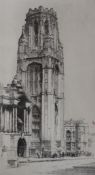 Edgar James Maybery (1887-1966), drypoint etching, 'The University Tower, Bristol', signed in