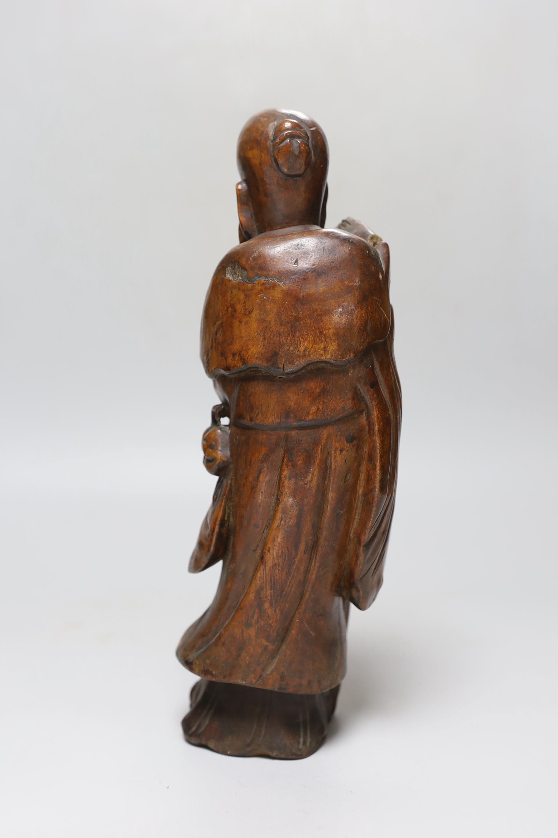 A Chinese hardwood figure of Shou Lao, early 20th century, 29cm - Image 2 of 3