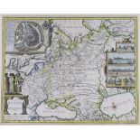 John Speede, coloured engraving, A Map of Russia, sold by Thomas Basset and Richard Chiswell,