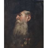 English School, oil on canvas laid on board, Portrait of a bearded man wearing his medals, 55 x