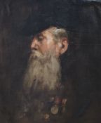 English School, oil on canvas laid on board, Portrait of a bearded man wearing his medals, 55 x