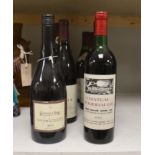 Eight various bottles of wine - Chateau Fombrauge Saint Emilion 1979, Cotes Du Rhone Les Alpilles