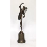 An early 20th century bronze figure of Mercury, 30cm