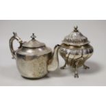 A small Victorian Scottish silver bachelor's teapot with ivory insulators, Glasgow, 1888 together