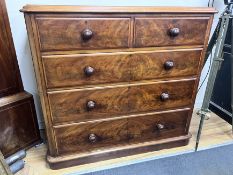 A Victorian mahogany chest of two short and three long drawers, width 124cm, depth 56cm, height