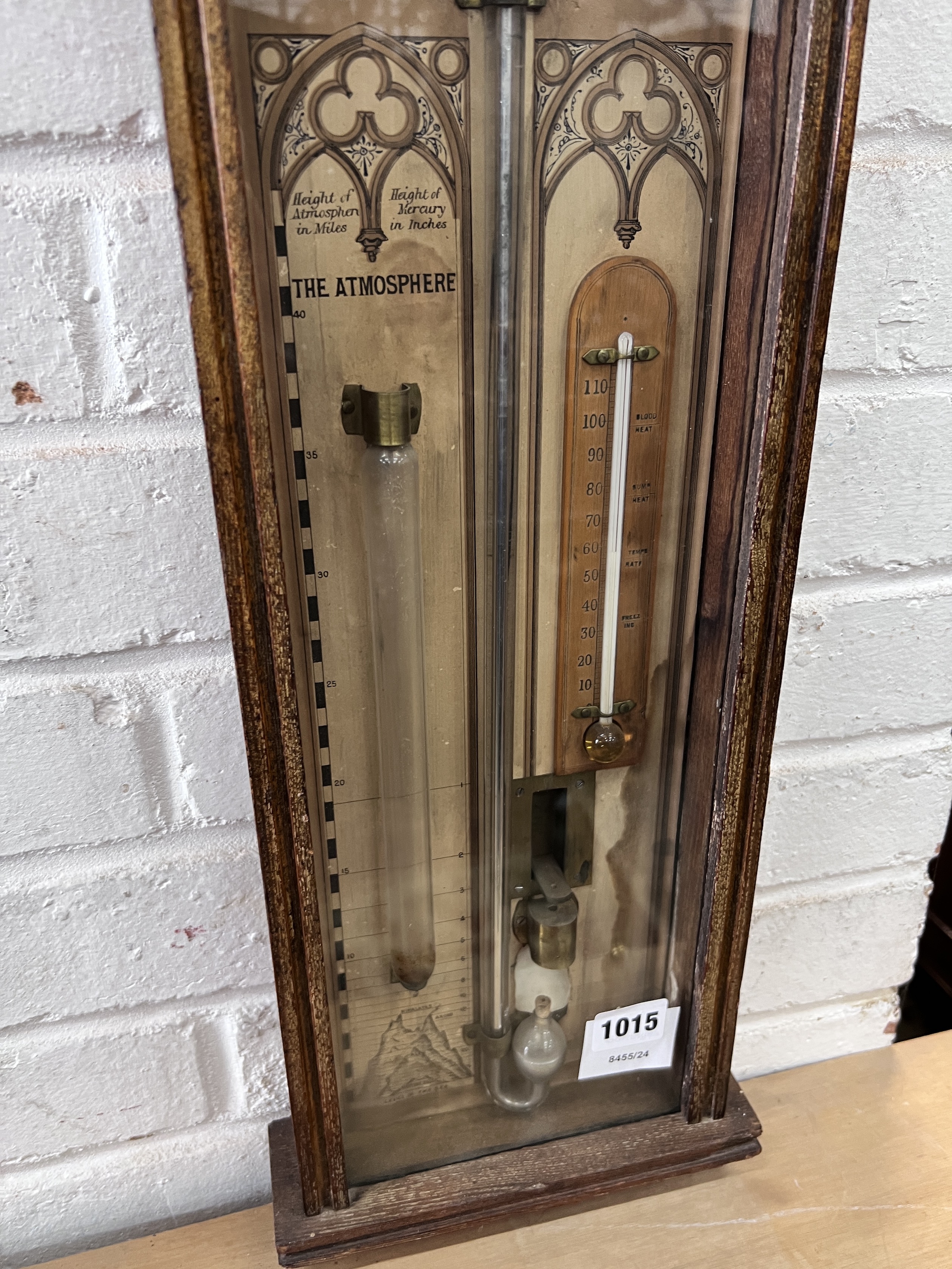 A Victorian oak Admiral Fitzroy barometer, height 109cm - Image 4 of 8