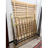 An Edwardian brass double bed frame, width 137cm, height 142cm