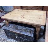 A Victorian style rectangular pine kitchen table, width 136cm, depth 91cm, height 76cm