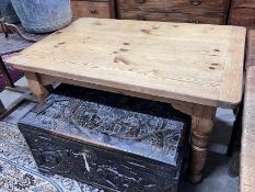 A Victorian style rectangular pine kitchen table, width 136cm, depth 91cm, height 76cm