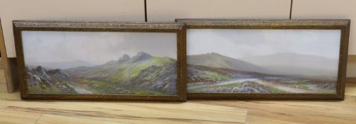 Reginald Daniel Sherrin (1891-1971), pair of gouaches, Moorland landscapes, signed, 23 x 54cm