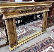 A Victorian style gilt frame overmantel mirror, width 137cm, height 92cm