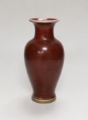 A Chinese sang de boeuf baluster vase, 18.5cm