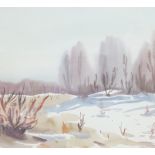 Heorhiy Ye Babichuk (Ukranian), watercolour, Winter landscape, signed and dated '89, 30 x 33cm