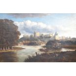 Edmund John Niemann (fl.1863-1887), oil on canvas, Windsor Castle from the Thames, signed and