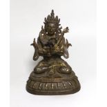 A Sino-Tibetan bronze Vajrasattva and consort, 16cm