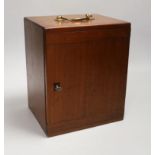 A Victorian mahogany-cased microscope with slides, case 22cm high