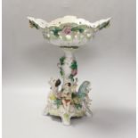 A 19th century German encrusted porcelain centrepiece, 33cm