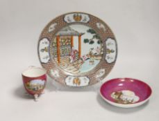 An 18th century Chinese export imperial plate and a continental cup and saucer