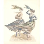 J.D. Nichols (19th C.), four ink and watercolour cut-out studies of musicians and dancers, signed