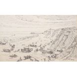 Tom W. Armes (1894-1962), pen and ink, 'Cromer beach and pier', signed, 30 x 49cm