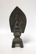 A Chinese bronze Bodhisattva group, Tang or later, 20cm