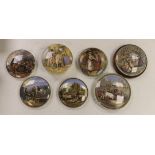 Seven various pot lids, The Cavalier, with base, War and five others