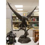 After Jules Moigniez (1835-1894). A large bronze model of an eagle, 98cm tall