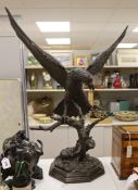 After Jules Moigniez (1835-1894). A large bronze model of an eagle, 98cm tall
