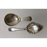 Two 19th century silver caddy spoons, both a.f.
