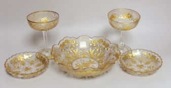 A group of gilded wheel engraved Bohemian table glass