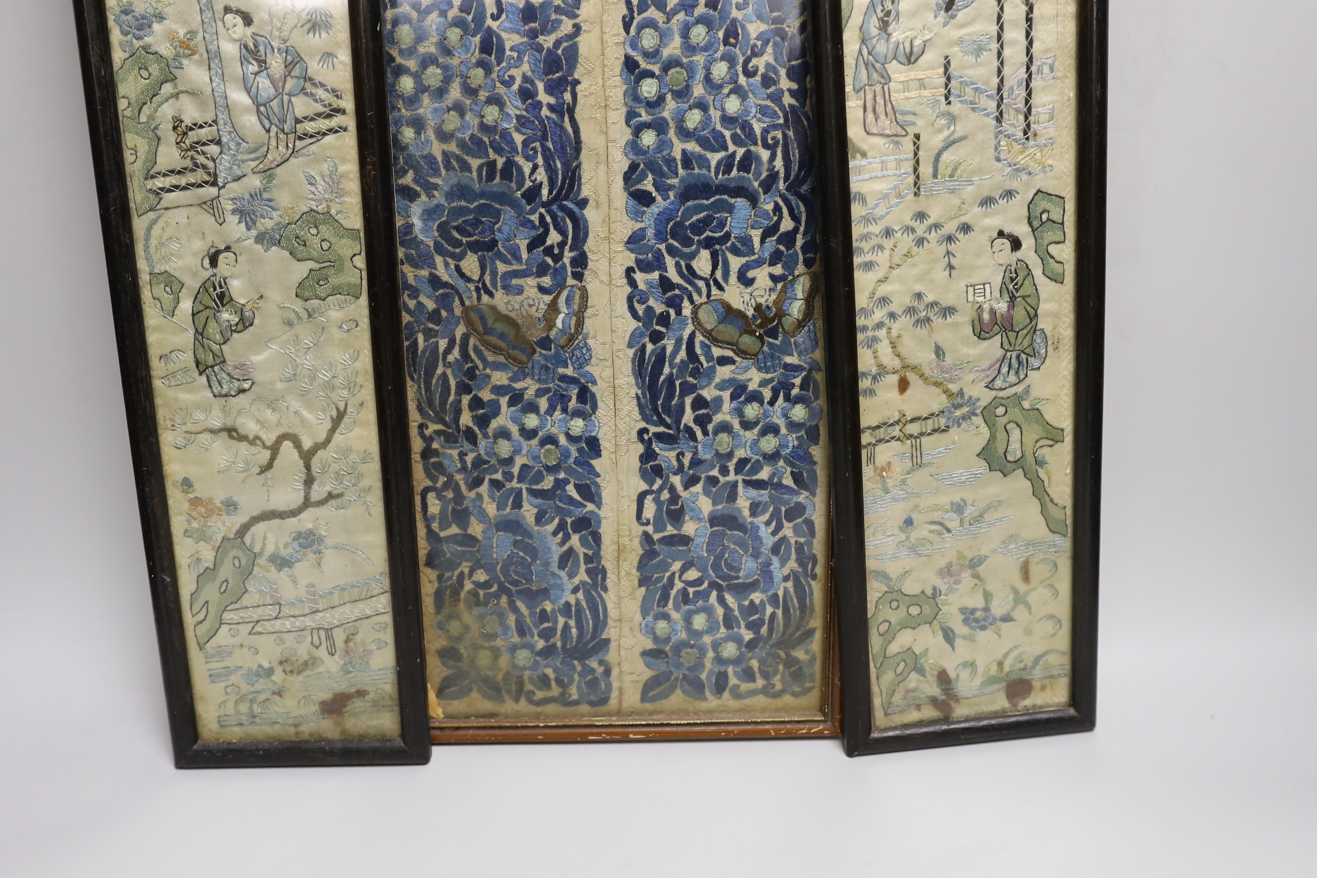 Three Chinese embroidered silk panels - Image 4 of 4