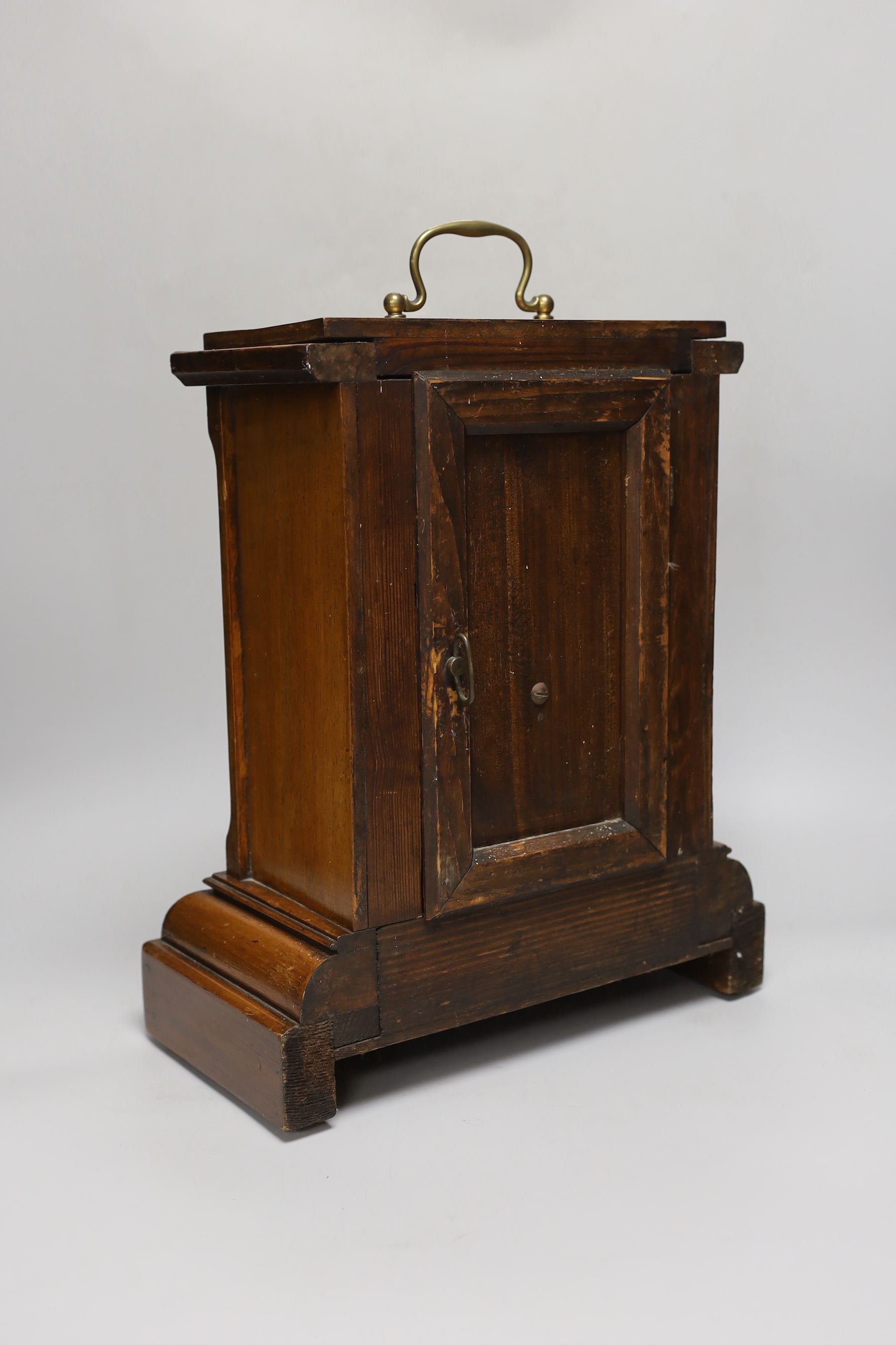 A late 19th century mahogany mantel clock with ebonised dial, 37cm - Image 2 of 3