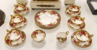 A Royal Chelsea ‘Golden Rose’ pattern part tea service